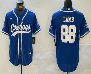 Mens Dallas Cowboys #88 CeeDee Lamb Light Blue Stitched Cool Base Nike Baseball Jersey